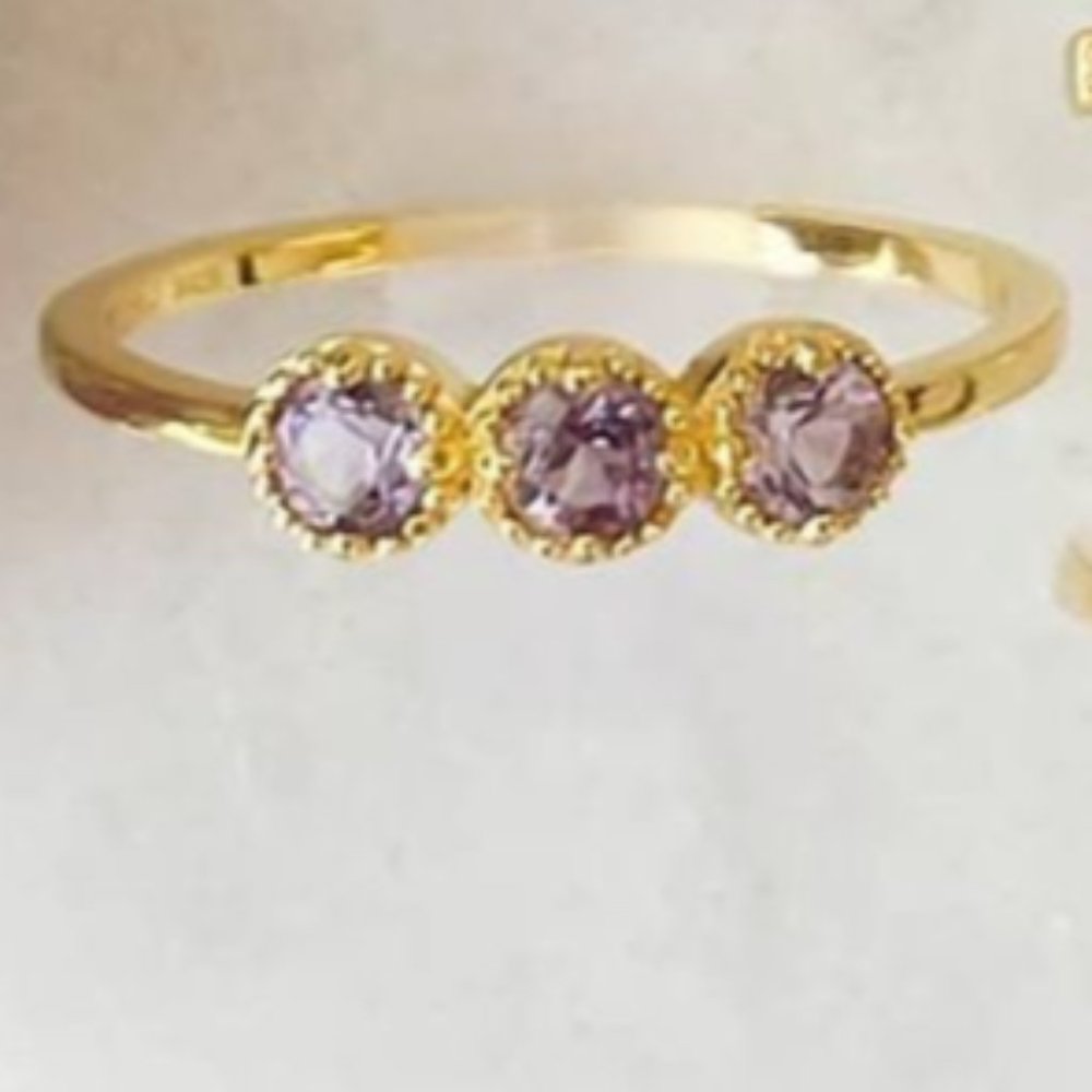 Amethyst 3 Gem Ring